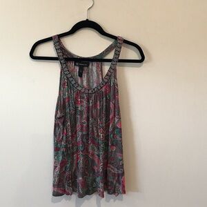 INC International Concepts Paisley Tank Top in Green and Pink